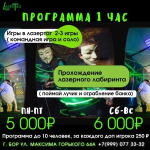 1 час игры в лазертаг